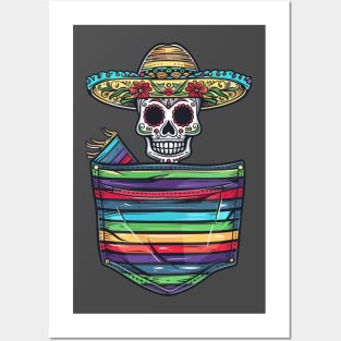 Colorful Mexican culture Skeleton Mariachi Pocket Posters and Art